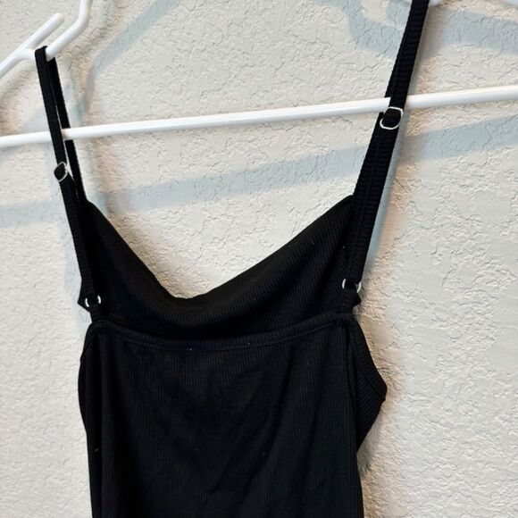 All:Row Black Soft Ribbed Ruched Drapey Spaghetti Strap Blouse - Size M EUC - Picture 6 of 6